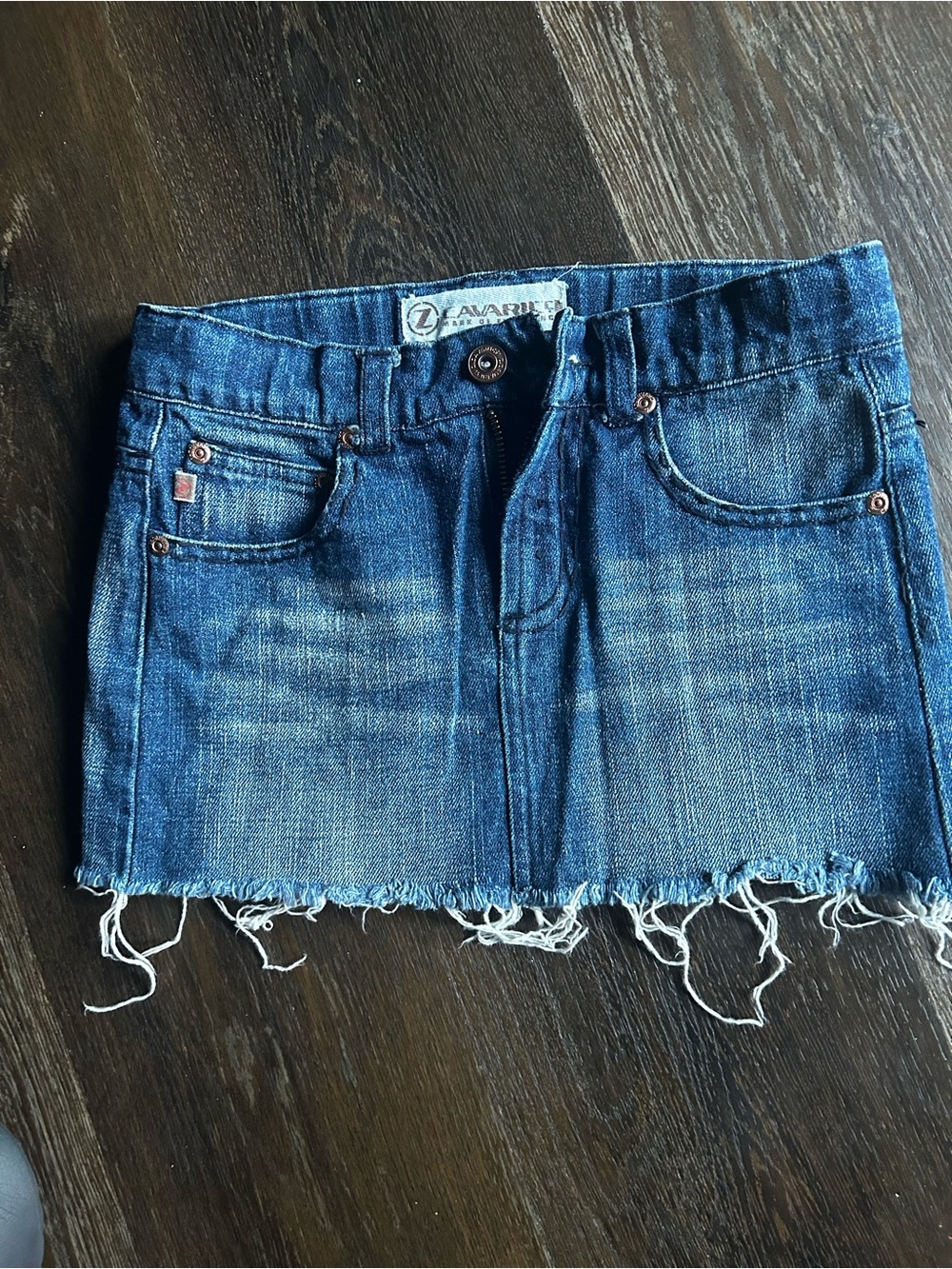 Z. Cavaricci Dark Blue Distressed Denim Mini Skirt
